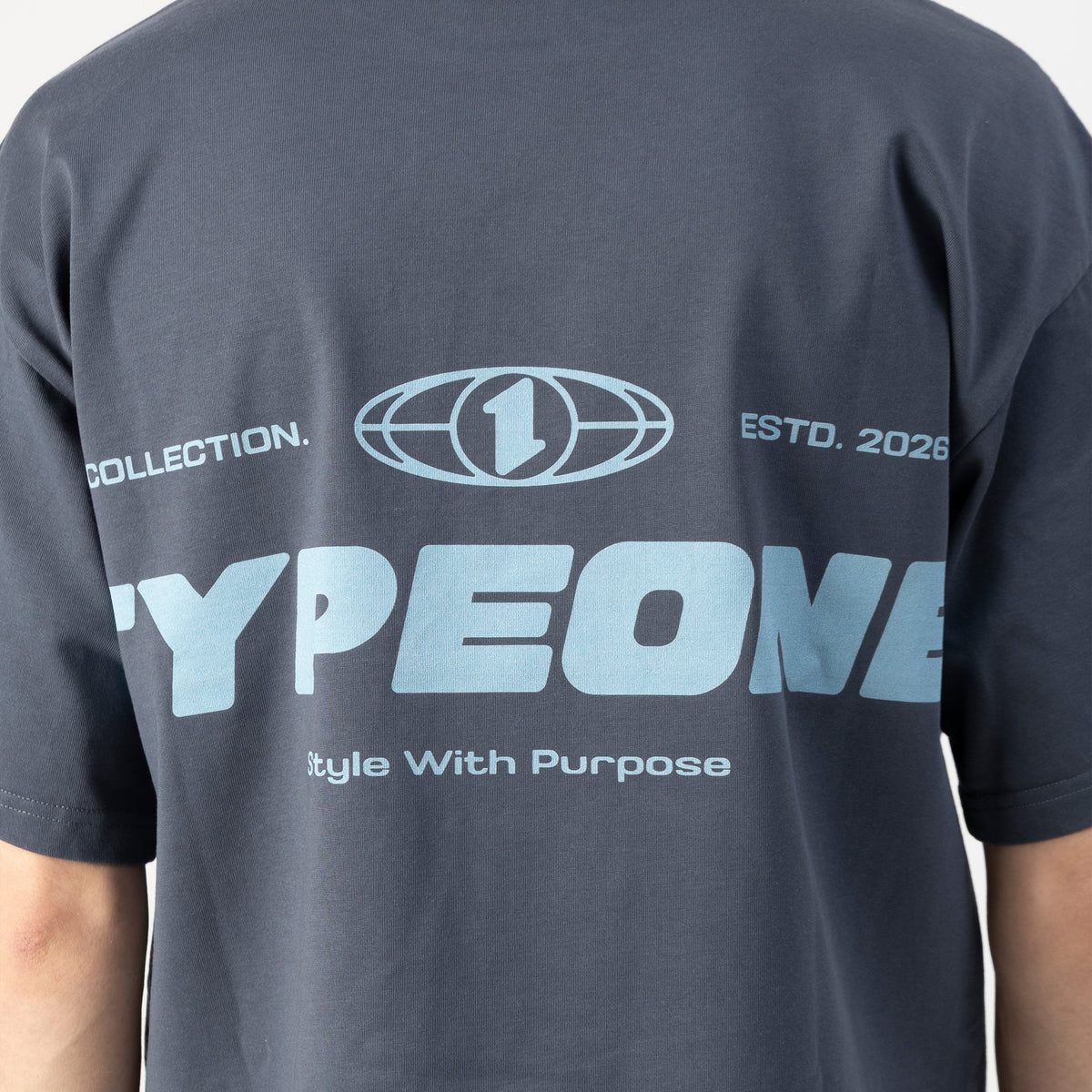 ESTD.2026 Tee Slate Blue – Close-up | Reactive-dyed cotton Type One