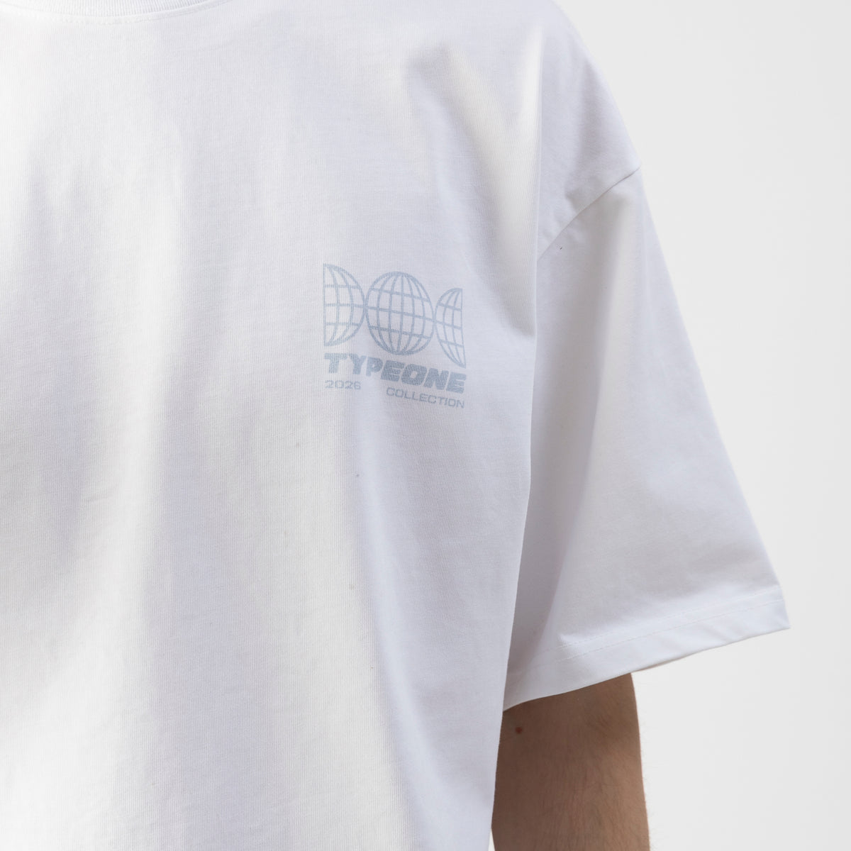 ESTD.2026 Tee White – Detail view | 280GSM combed cotton crew neck