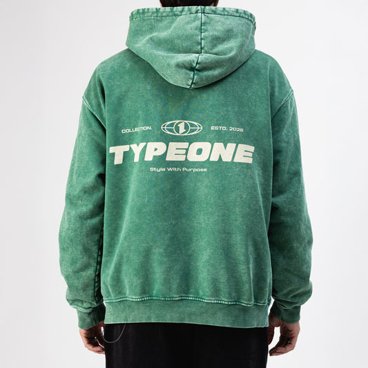 ESTD.2026 Hoodie Washed Cactus – On model Back | Washed effect 440GSM hoodie