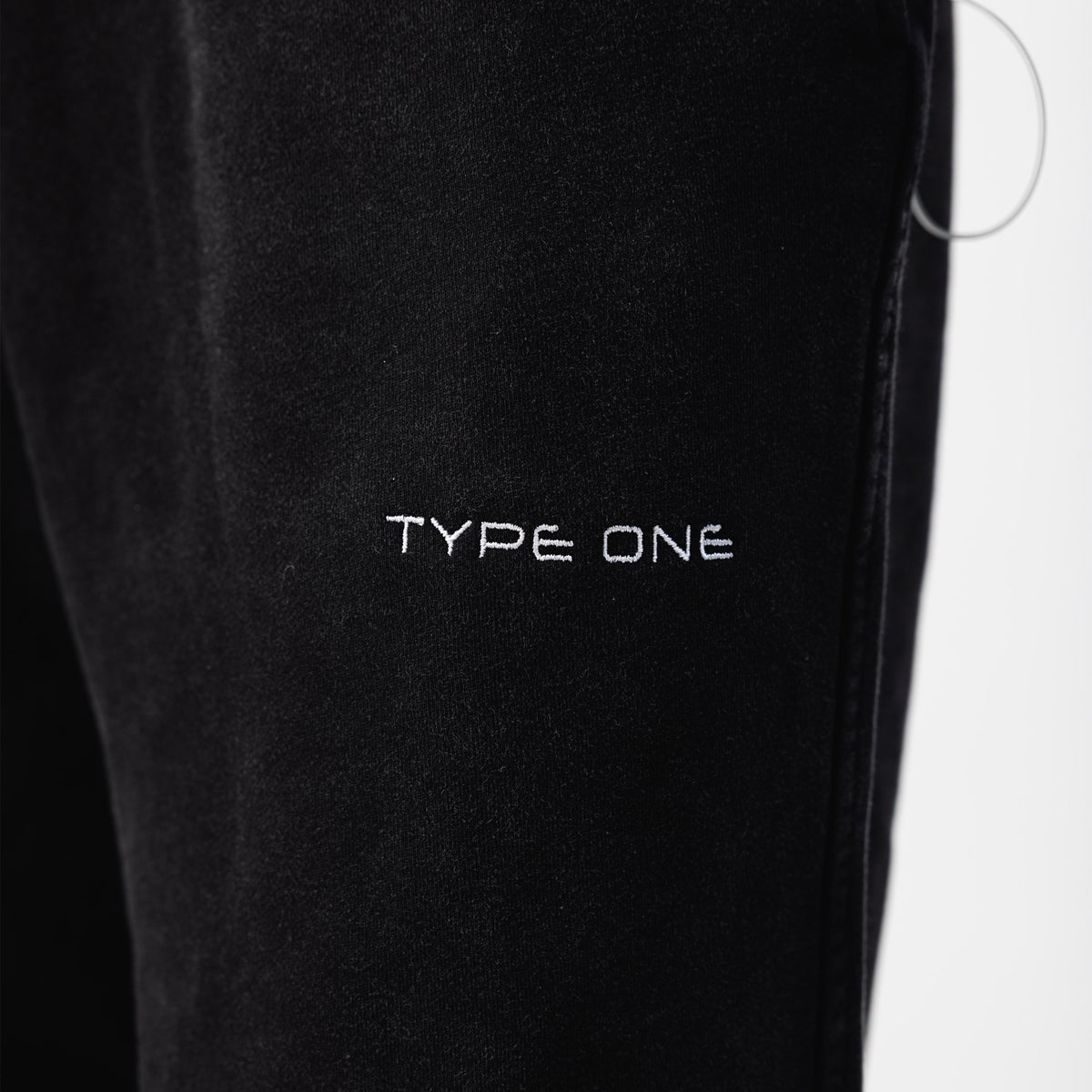 Sweatpants Black – Close-up | 420GSM combed cotton side pocket Type One