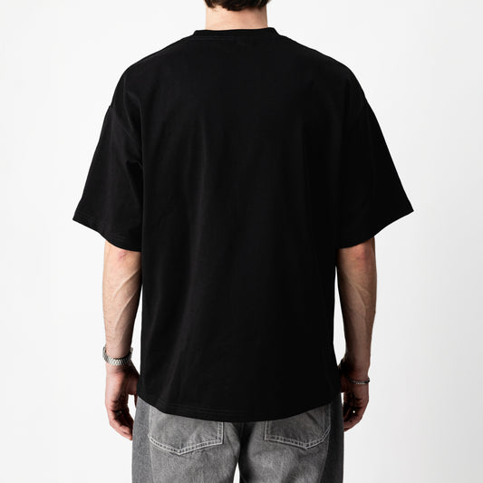 Tee Black – Detail view | 280GSM combed cotton crew neck Type One