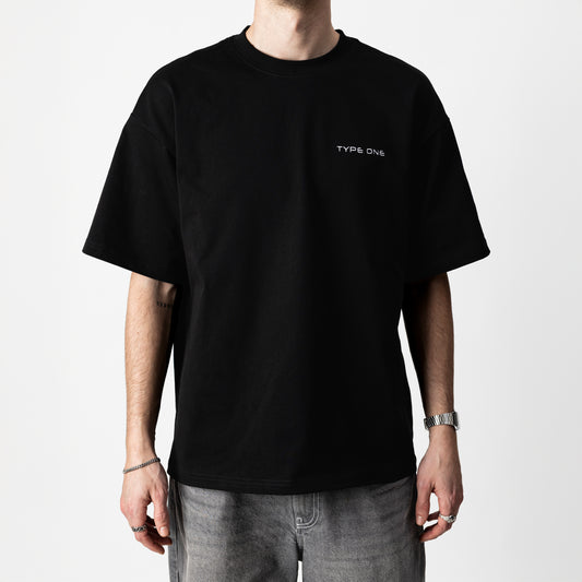 Type One Basic Logo Boxy Black Tee Unisex