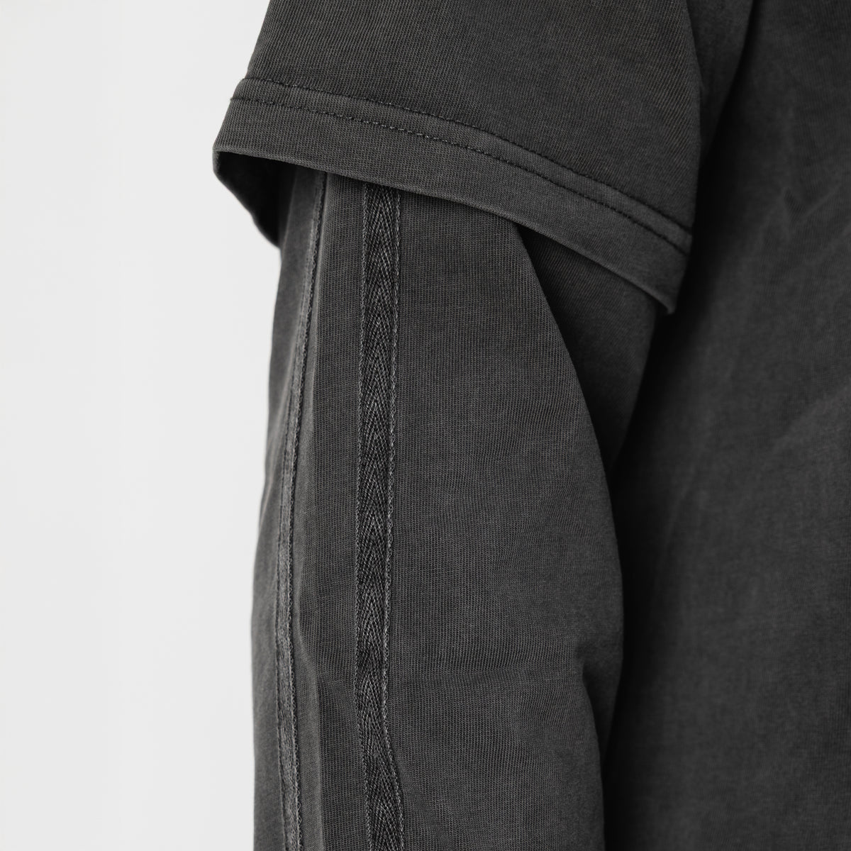 Longsleeve Dark Grey – Close-up | 100% cotton faux-layered design Type One