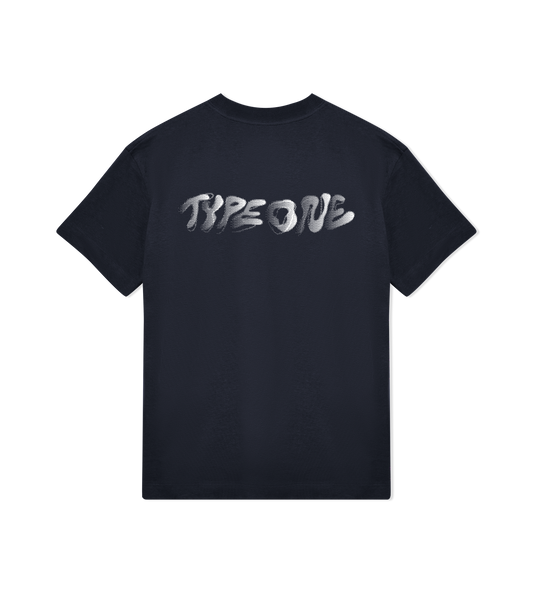 Type One Distorted Navy Blue Oversized Unisex Tee