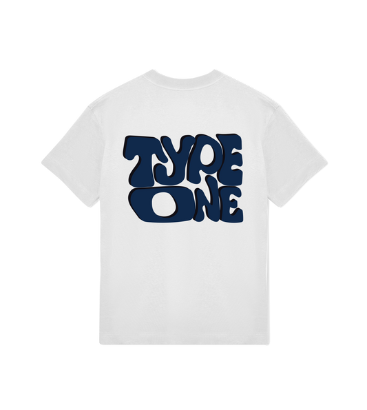 Wiggly Off White/Navy Blue Oversized Tee Unisex