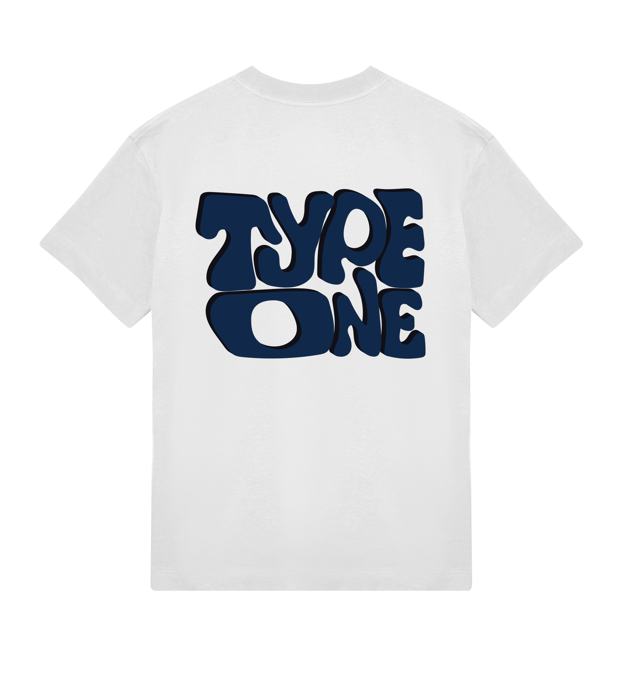 Wiggly Off White/Navy Blue Oversized Tee Unisex