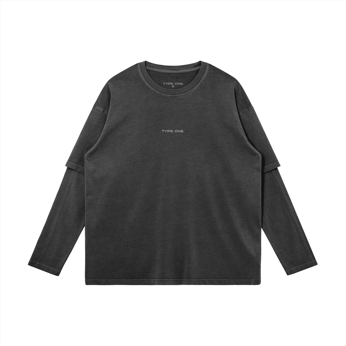 Longsleeve Dark Grey – Front view | Type One faux-layered Dutch Streetwear