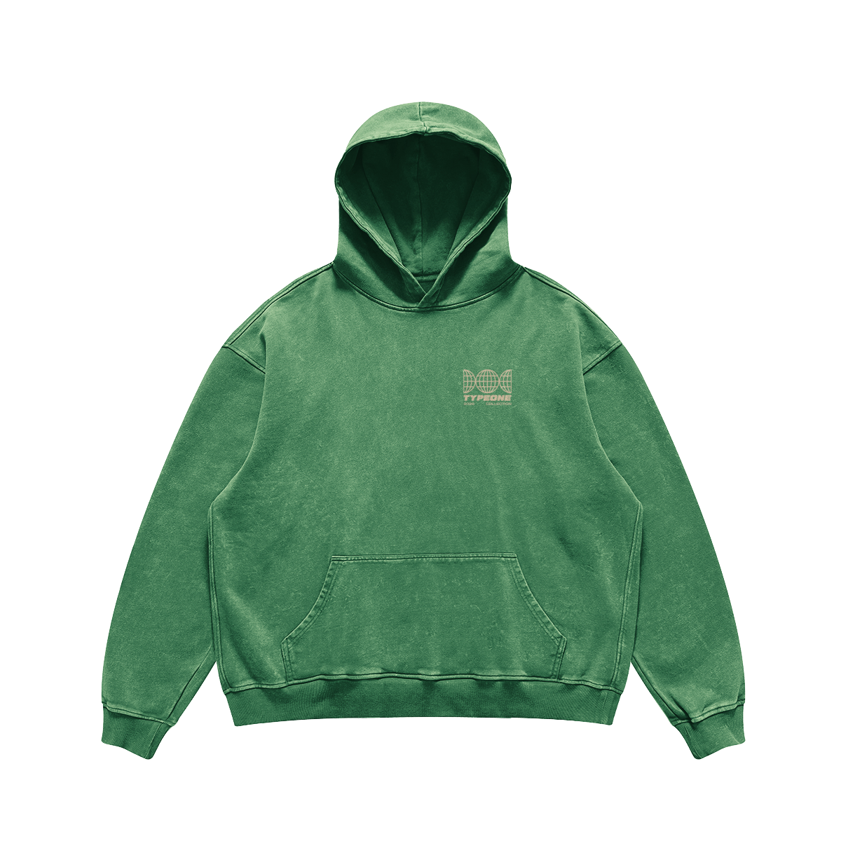 ESTD.2026 Hoodie Washed Cactus – Front view | Type One vintage Dutch Streetwear