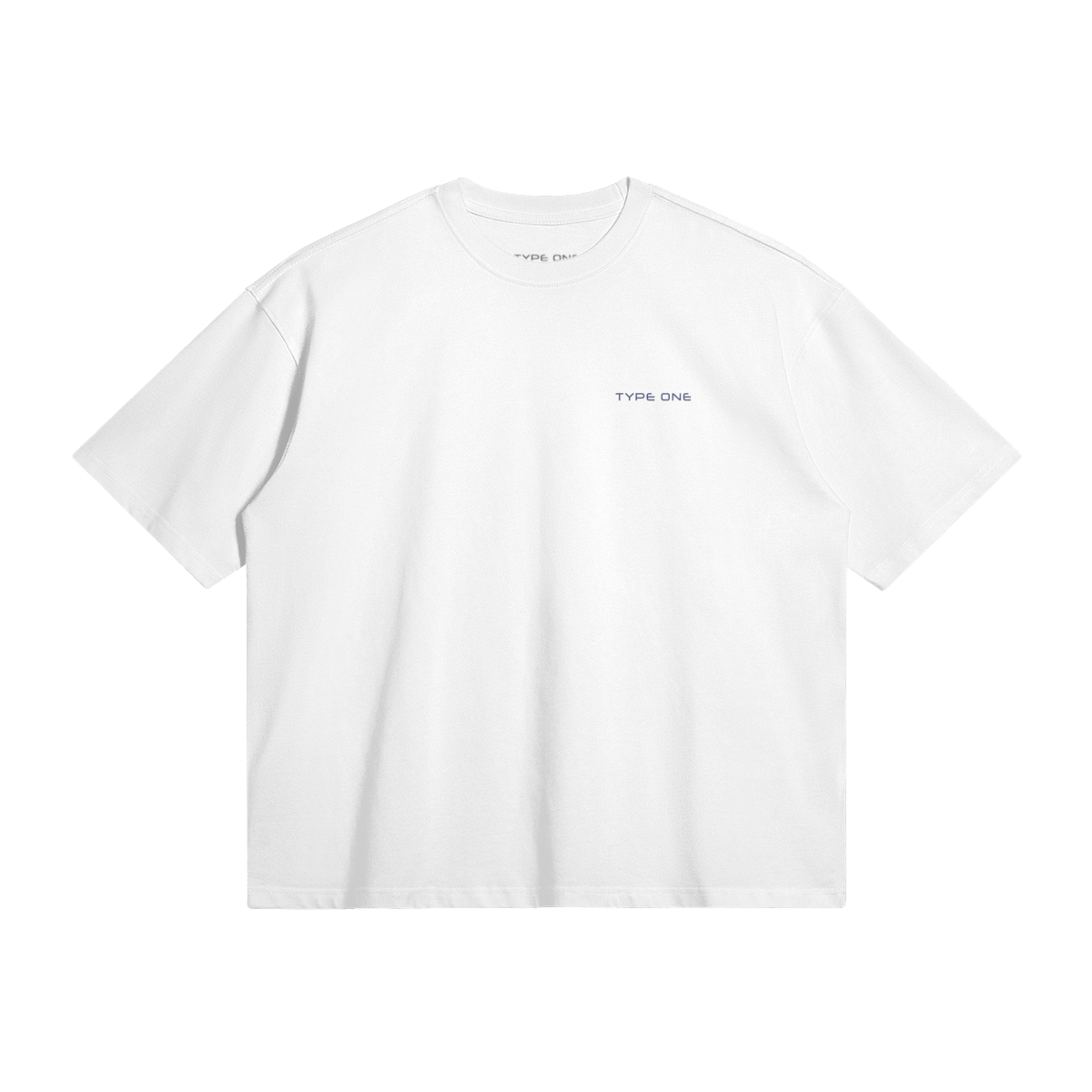 Type One Boxy Tee White – Front view | Type One boxy 280GSM cotton streetwear